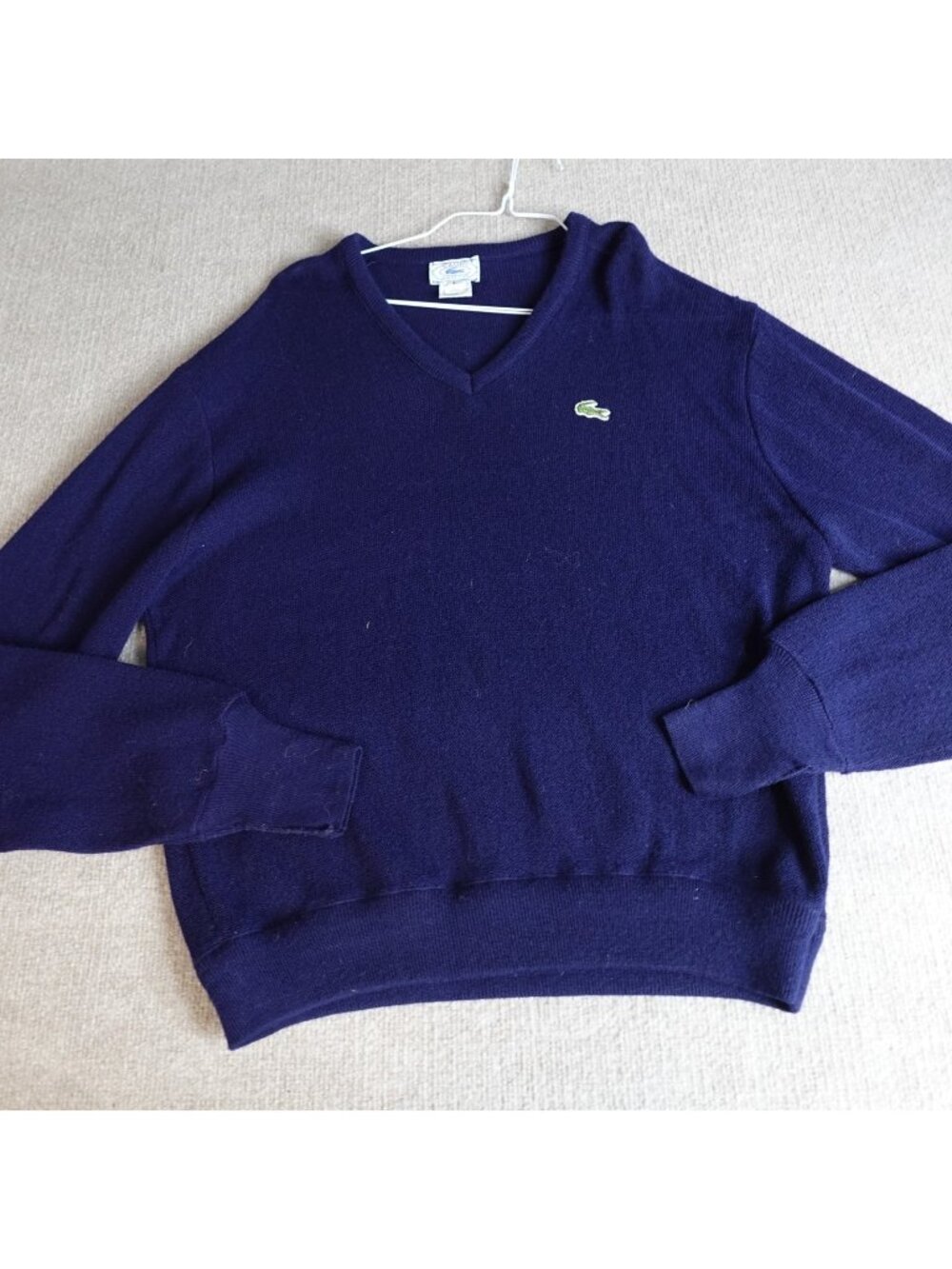 Izod Lacoste Sweater Large Blue V-Neck Vintage